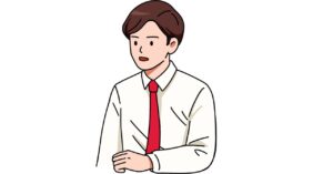 復職初日の朝に不安を感じる会社員のイラスト
