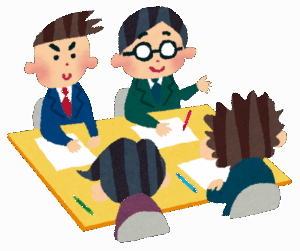 異なる立場の人をつなぐ中間管理職を表現したイラスト