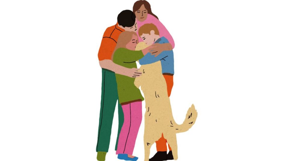 ハグや笑顔で寄り添う家族