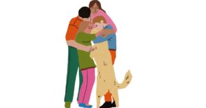 ハグや笑顔で寄り添う家族