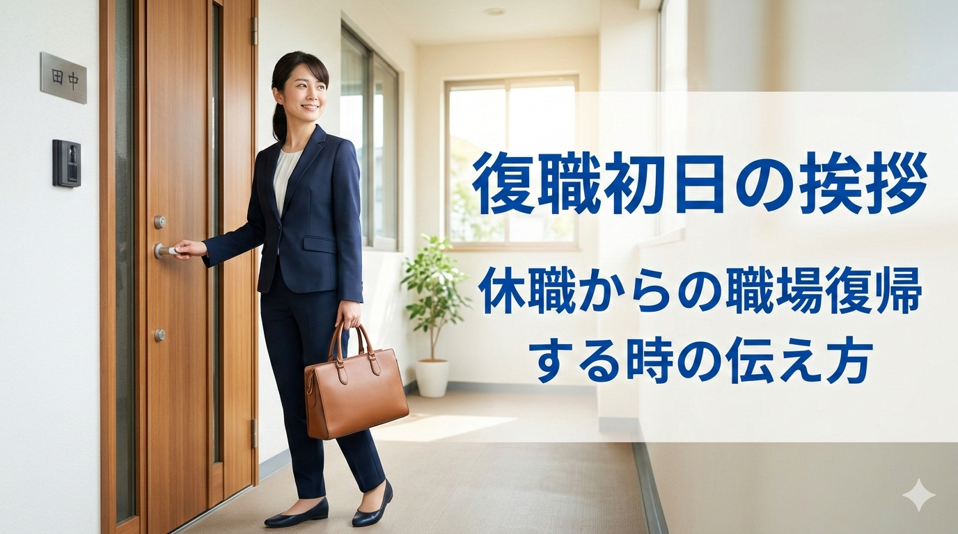 復職初日の朝、スーツを着てドアの前に立つ人のイメージ