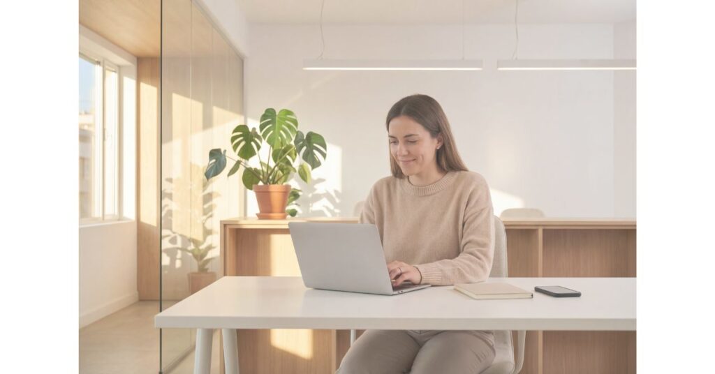 AIスキルを活かして自宅で働く40代女性のイメージ